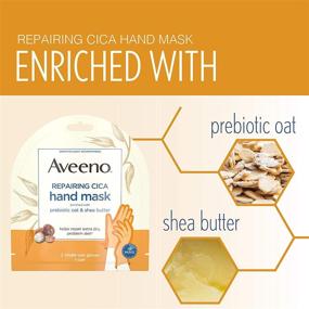 img 1 attached to 🧤 Aveeno Repairing CICA Hand Mask: Prebiotic Oat & Shea Butter, Extra Dry Skin, Paraben and Fragrance Free - 1 Pair Gloves