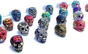 img 4 attached to 🎨 Artesano Hand-Painted Ceramic Sugar Skulls: Assorted Set of Four Miniature Masterpieces