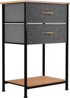 yitahome 2-drawer fabric storage tower unit - dresser organizer for bedroom, living room, hallway & closets - sturdy steel frame, wooden top & easy-pull bins - dark grey logo