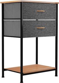 img 4 attached to YITAHOME 2-Drawer Fabric Storage Tower Unit - Dresser Organizer for Bedroom, Living Room, Hallway & Closets - Sturdy Steel Frame, Wooden Top & Easy-Pull Bins - Dark Grey