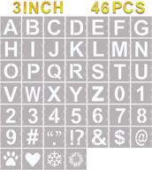 46-piece craft stencil set - reusable alphabet templates with symbols and numbers for wood painting, fabric design, chalkboard art, diy projects - 3 inch size logo