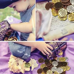 img 1 attached to 🏴 35 Metal Pirate Coins - Spanish Doubloon Replicas for Party Favors & Decorations, in Bronze, Red Antique Bronze, Antique Gold, and Antique Silver Finish