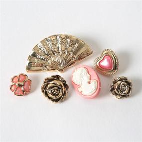 img 1 attached to 🌸 Victorian Themed Buttons, Blumenthal Lansing, Perfect for Sewing and Crafts - Pink and Gold, Featuring Flower, Cameo, and Fan Shapes