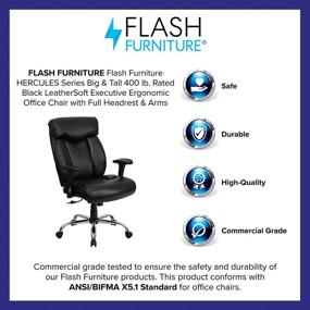 img 2 attached to 🪑 Premium Comfort & Support: Flash Furniture HERCULES Series Big & Tall 400 lb. Rated Black LeatherSoft Executive Ergonomic Office Chair with Full Headrest & Arms