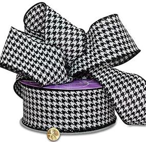 img 3 attached to 🎁 Paper Mart Houndstooth Grosgrain Wired Ribbon: Perfect for Holiday Gift Wrap & Crafting in Classic Black & White, Size: 2.5 Inch x 25 Yd
