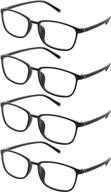 👓 optimal seo: 4-pack unisex reading glasses, anti blue light eyeglasses for men and women - classic black frames, glasses readers logo