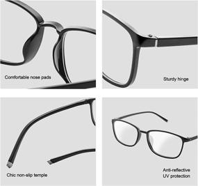 img 1 attached to 👓 Optimal SEO: 4-Pack Unisex Reading Glasses, Anti Blue Light Eyeglasses for Men and Women - Classic Black Frames, Glasses Readers