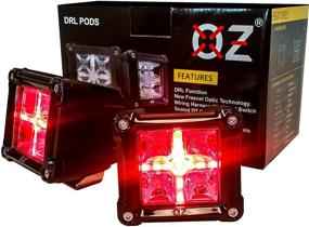 img 1 attached to 🚗 OZ-USA DRL POD 3-Inch Rear LED Light - 20w White Spot Beam with Red DRL, Wiring Harness, Dual Switch, and Reverse Back-up - Cube Off Road Motorcycle ATV SUV Truck Marine Vessels Heavy Equipment Vehicles - 12V 24V