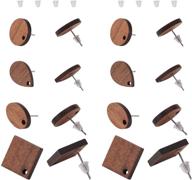 🌸 craftdady 16pcs natural wood post stud earrings with plastic ear nuts - round drop oval rhombus wooden post ear pins for jewelry making - ideal for women and girls' dangle earrings logo