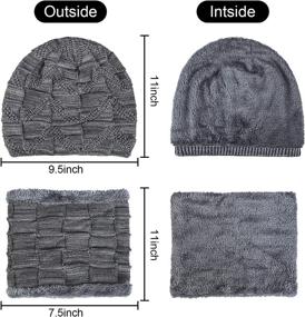 img 2 attached to 🧣 Stay Warm and Stylish with the Winter Beanie Hat Scarf Gloves Set for Men - Knit Thick Slouchy Cap, Neck Warmer, Touchscreen Gloves (3 Pieces)