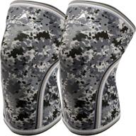 🏋️ 7mm thick camo grey knee sleeves (1 pair) – compression knee braces for weightlifting, cross training, powerlifting, bodybuilding, squats, gym, and more sports logo