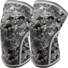 img 4 attached to 🏋️ 7mm Thick Camo Grey Knee Sleeves (1 Pair) – Compression Knee Braces for Weightlifting, Cross Training, Powerlifting, Bodybuilding, Squats, Gym, and More Sports