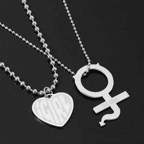 img 2 attached to 💎 COMTRUDE Igirl Necklace Set - Hip Hop Stainless Steel Pendant with Gift Box | Charm Jewelry for Girls and Women, Silver