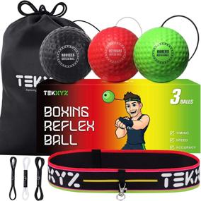 img 4 attached to 🥊 Enhance Fight Skills: TEKXYZ Boxing Reflex Ball, 3 Difficulty Levels with Headband - Perfect for Reaction, Agility, Punching Speed, and Hand-Eye Coordination Training