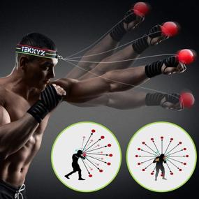 img 1 attached to 🥊 Enhance Fight Skills: TEKXYZ Boxing Reflex Ball, 3 Difficulty Levels with Headband - Perfect for Reaction, Agility, Punching Speed, and Hand-Eye Coordination Training