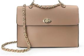 img 4 attached to Minimalist Flap Top Cross Body Bag Purse with Turn Lock - Women's Chain Shoulder Handbag