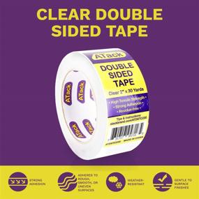 img 2 attached to 🔒 ATack Clear Double-Sided Tape: Easy Tear by Hand, 2 Inches x 30 Yards - Versatile Wall Safe Heavy Duty Adhesive Tape for Wood, Furniture, Leather, Curtains, and Crafts