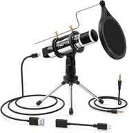 🎙️ zealsound usb microphone - premium metal condenser recording mic for laptop, mac, windows, and phone with stand - ideal for asmr, garageband, smule, streaming, youtube, video studio, voice overs, and broadcasting (silver) logo