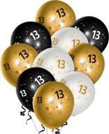 🎈 watinc 36pcs 13th birthday latex balloons - black gold white 12inch balloon set for official teenager happy 13th birthday decorations, anniversary party supplies, 13th party sign for 13 years old boys girls logo