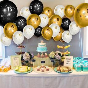 img 1 attached to 🎈 WATINC 36Pcs 13th Birthday Latex Balloons - Black Gold White 12inch Balloon Set for Official Teenager Happy 13th Birthday Decorations, Anniversary Party Supplies, 13th Party Sign for 13 Years Old Boys Girls