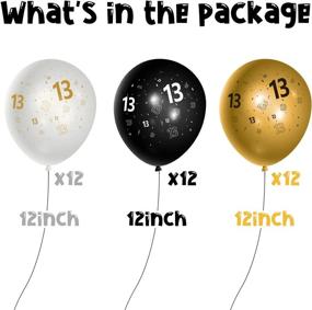 img 3 attached to 🎈 WATINC 36Pcs 13th Birthday Latex Balloons - Black Gold White 12inch Balloon Set for Official Teenager Happy 13th Birthday Decorations, Anniversary Party Supplies, 13th Party Sign for 13 Years Old Boys Girls