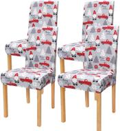 christmas chair covers set of 4, stretch dining room chair protector slipcovers, removable washable seat covers for kitchen dining room xmas party - qtdlxfa logo