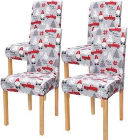 img 4 attached to Christmas Chair Covers Set of 4, Stretch Dining Room Chair Protector Slipcovers, Removable Washable Seat Covers for Kitchen Dining Room Xmas Party - QTDLXFA