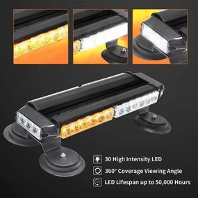 img 2 attached to 🚨 YITAMOTOR 16'' White Amber Strobe Light Bar: High Intensity Hazard Warning Beacon Lights for Car Trucks Trailer Roof Safety