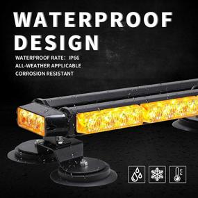 img 1 attached to 🚨 YITAMOTOR 16'' White Amber Strobe Light Bar: High Intensity Hazard Warning Beacon Lights for Car Trucks Trailer Roof Safety