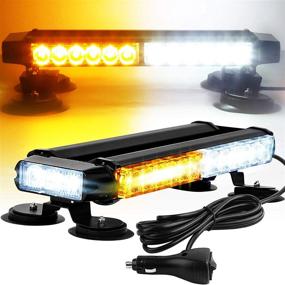 img 4 attached to 🚨 YITAMOTOR 16'' White Amber Strobe Light Bar: High Intensity Hazard Warning Beacon Lights for Car Trucks Trailer Roof Safety