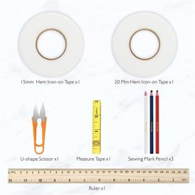 img 3 attached to 👕 2-Pack Fabric Fusing Tape 140 Yards - 15 & 20 mm Width, Iron-on Fusible Hemming Wonder Web Tape for Clothing, with 5 Sewing Clips