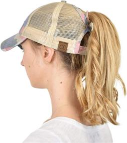 img 2 attached to 🧢 Stylish and Adjustable C.C Ponycap: Messy High Bun Ponytail Baseball Hat with Mesh Trucker Design