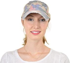 img 3 attached to 🧢 Stylish and Adjustable C.C Ponycap: Messy High Bun Ponytail Baseball Hat with Mesh Trucker Design