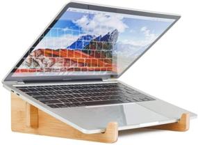 img 3 attached to MTWhirldy Laptop Stand: Portable Holder for MacBook Pro/Air, DELL, ASUS, HP Notebooks - Natural Bamboo, 11-15
