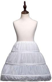 img 1 attached to 👗 White A-Line 3-Hoop Petticoat with Lace Trim for Girls, Ages 6-14, Flower Girl Dress Underskirt - Adjustable Waist, One Layer Crinoline