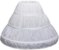 👗 white a-line 3-hoop petticoat with lace trim for girls, ages 6-14, flower girl dress underskirt - adjustable waist, one layer crinoline logo