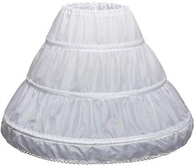 img 4 attached to 👗 White A-Line 3-Hoop Petticoat with Lace Trim for Girls, Ages 6-14, Flower Girl Dress Underskirt - Adjustable Waist, One Layer Crinoline