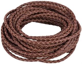 img 4 attached to PandaHall Elite 3mm Round Folded Bolo PU Braided Leather Cord: Brown Necklace Bracelet Jewelry Making