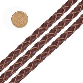 img 2 attached to PandaHall Elite 3mm Round Folded Bolo PU Braided Leather Cord: Brown Necklace Bracelet Jewelry Making