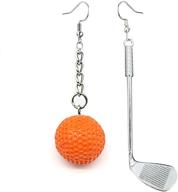 coadipress asymmetric golf earrings: personalized, oversized red yellow golf ball and silver golf club dangle drops for women and girls, perfect jewelry for funny and sporty golfers logo