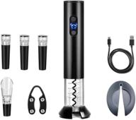 🍷 black rechargeable electric wine bottle opener set with wine pourer, vacuum stoppers (3pcs), base, foil cutter, and usb c charging cable – ideal wine gifts set логотип