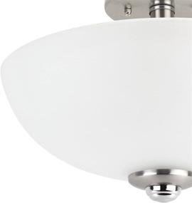 img 3 attached to Globe Electric Hudson 63357: Stylish 2-Light Semi-Flush Ceiling Light with Brushed Nickel Finish, Chrome Accents, Frosted Glass Shade - 8.65 Inch