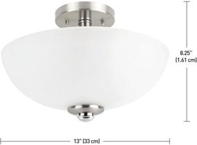 img 2 attached to Globe Electric Hudson 63357: Stylish 2-Light Semi-Flush Ceiling Light with Brushed Nickel Finish, Chrome Accents, Frosted Glass Shade - 8.65 Inch