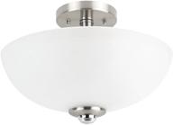 globe electric hudson 63357: stylish 2-light semi-flush ceiling light with brushed nickel finish, chrome accents, frosted glass shade - 8.65 inch logo