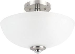 img 4 attached to Globe Electric Hudson 63357: Stylish 2-Light Semi-Flush Ceiling Light with Brushed Nickel Finish, Chrome Accents, Frosted Glass Shade - 8.65 Inch