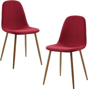 img 4 attached to 🪑 Versanora Minimalista Fabric Chairs, Set of 2 in Deep Red - Improved SEO