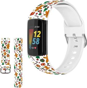 img 4 attached to 🎄 Jolook Silicone Replacement Wristband for Fibit Charge 5 - Festive Christmas Gadget!