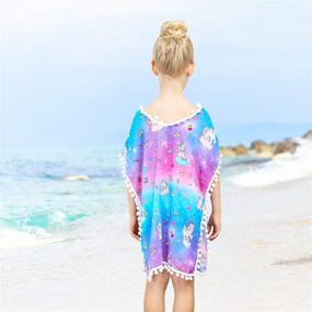 img 2 attached to 🌈 Chiffon Unicorn Mermaid Cover-up Beach Swimsuit Coverup with Pompom Tassel for Kid Girls