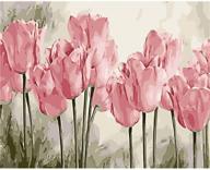 🌷 baisite diy paint by numbers for adults: tulip flowers bsc002 kit - 16"wx20"l canvas pictures drawing paintwork with paintbrushes and acrylic pigment logo