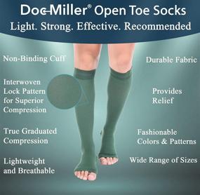 img 2 attached to 🧦 Doc Miller Open Toe Compression Socks - 20-30mmHg Support Stockings for Women & Men - Effective Circulation Recovery, Shin Splints, Varicose Veins - Perfect for Maternity, Nurses - Medical Grade (Dark Green, Large)